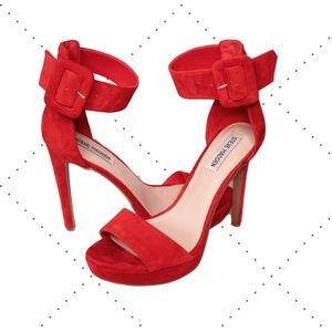 Steve Madden Women's Leather Suede Heels Red